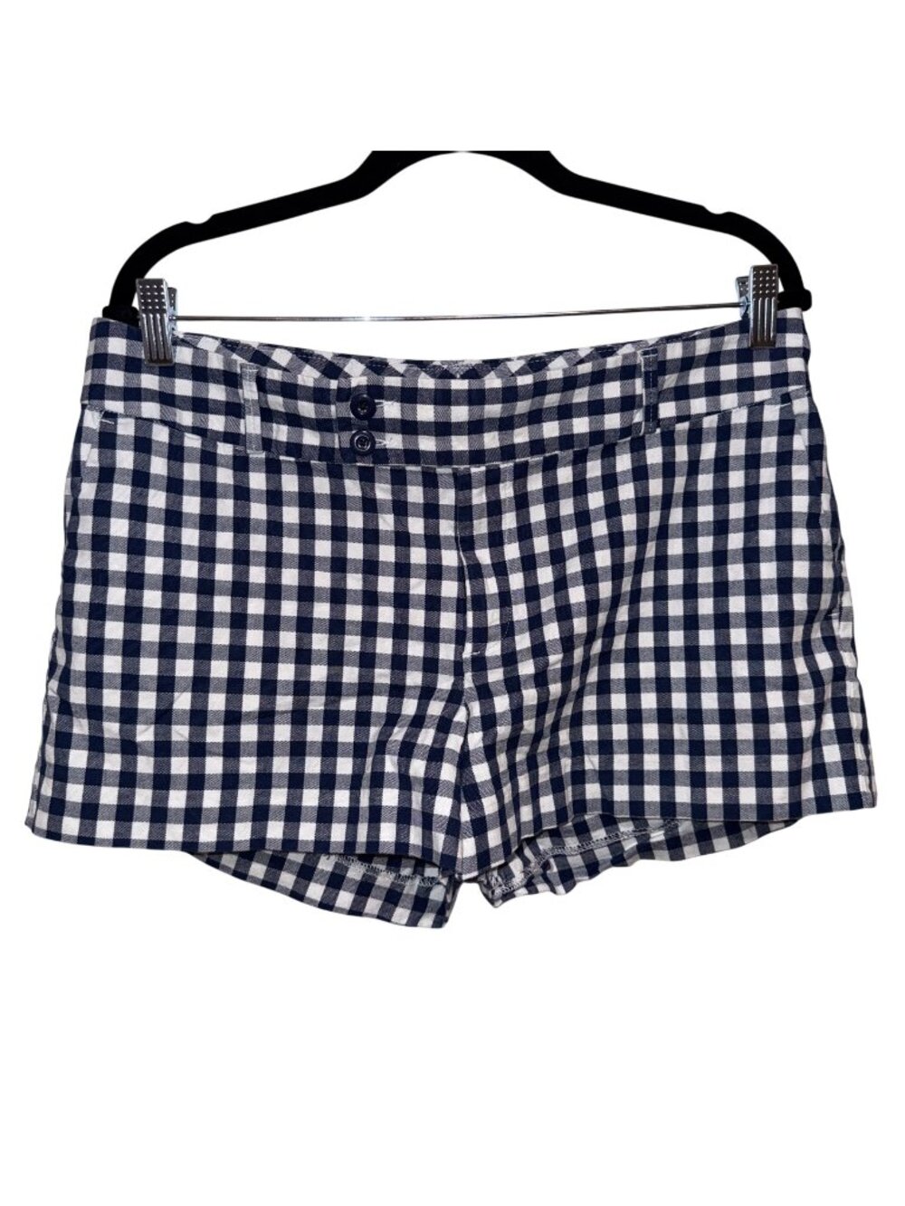 Banana Republic Womens Navy & White Gingham Shorts Size 12